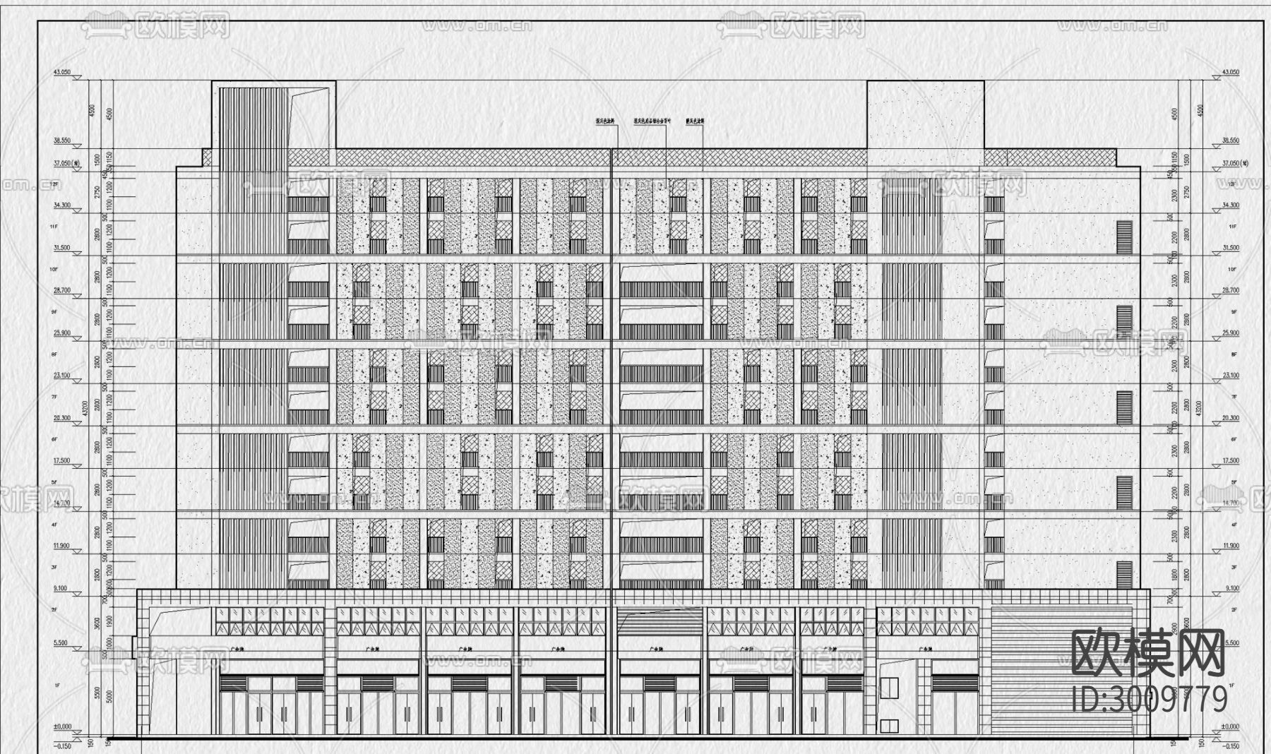 公寓 建筑 户型 房型 住宅平层cad施工图下载（渲染图10）