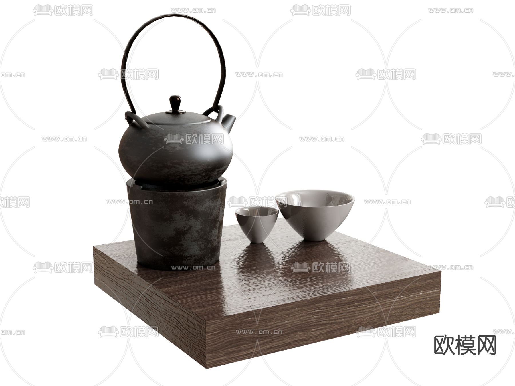 茶具 茶壶 茶杯su模型下载（渲染图2）