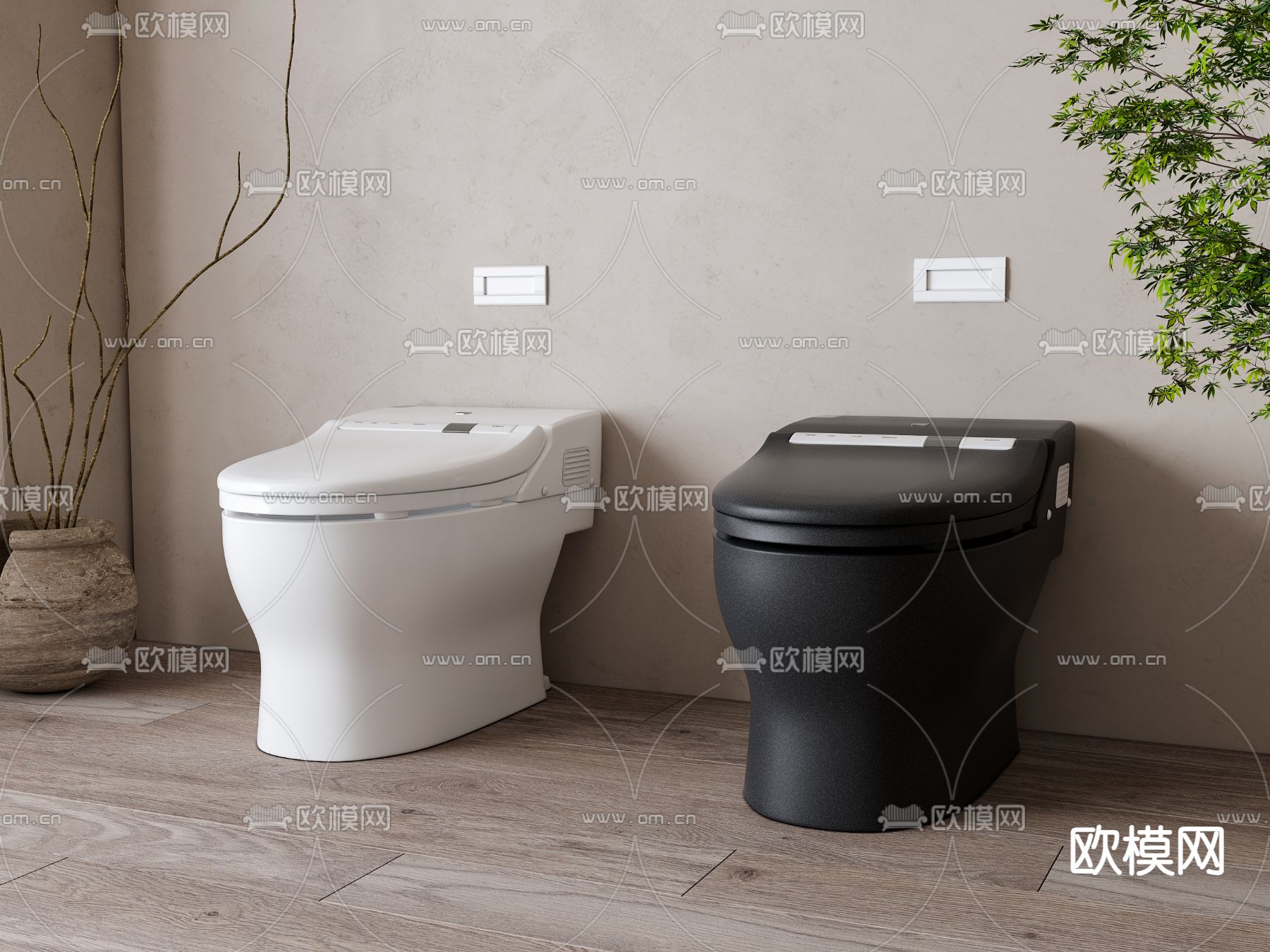 现代马桶su模型下载（渲染图2）