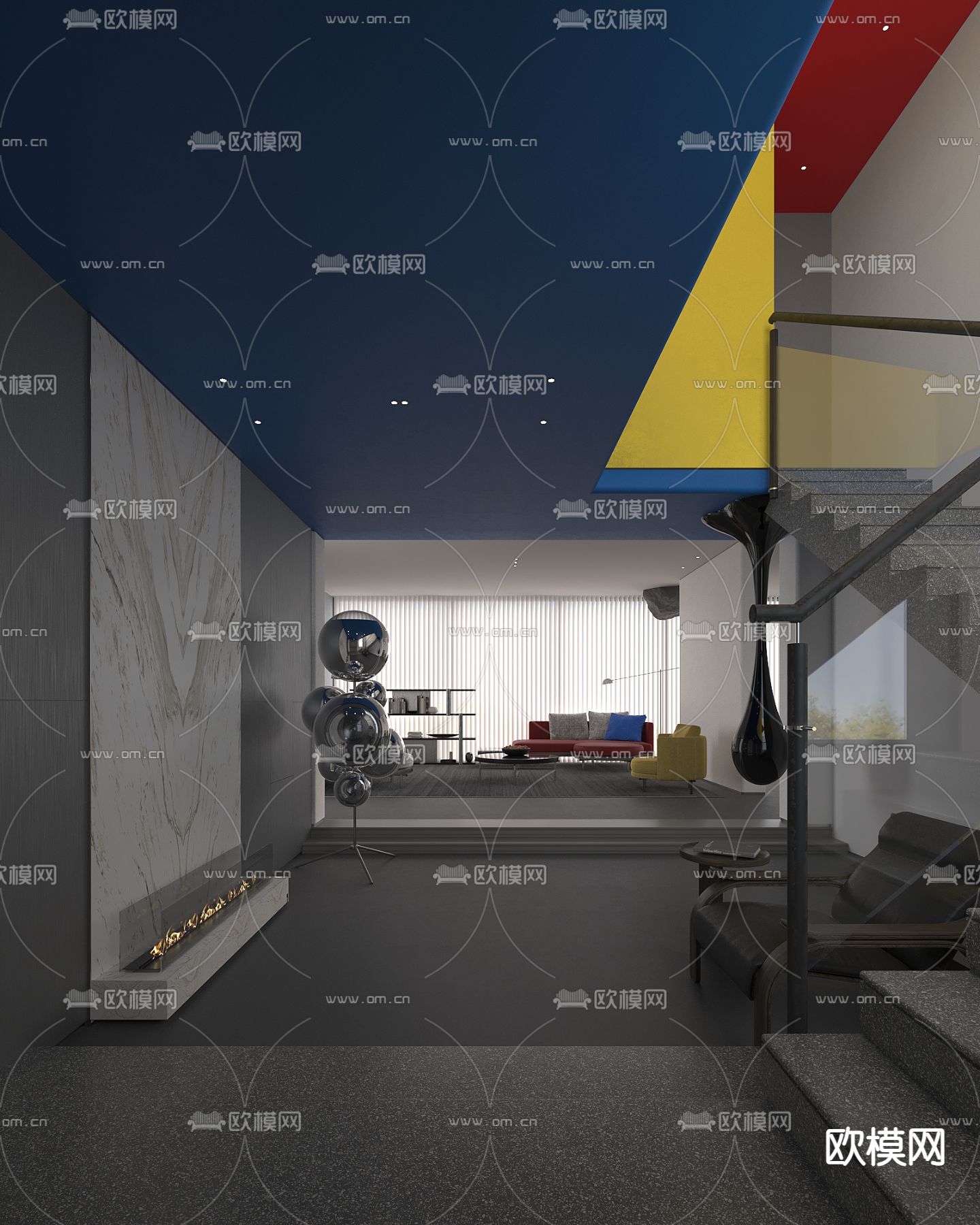 工业风客厅su模型下载（渲染图5）