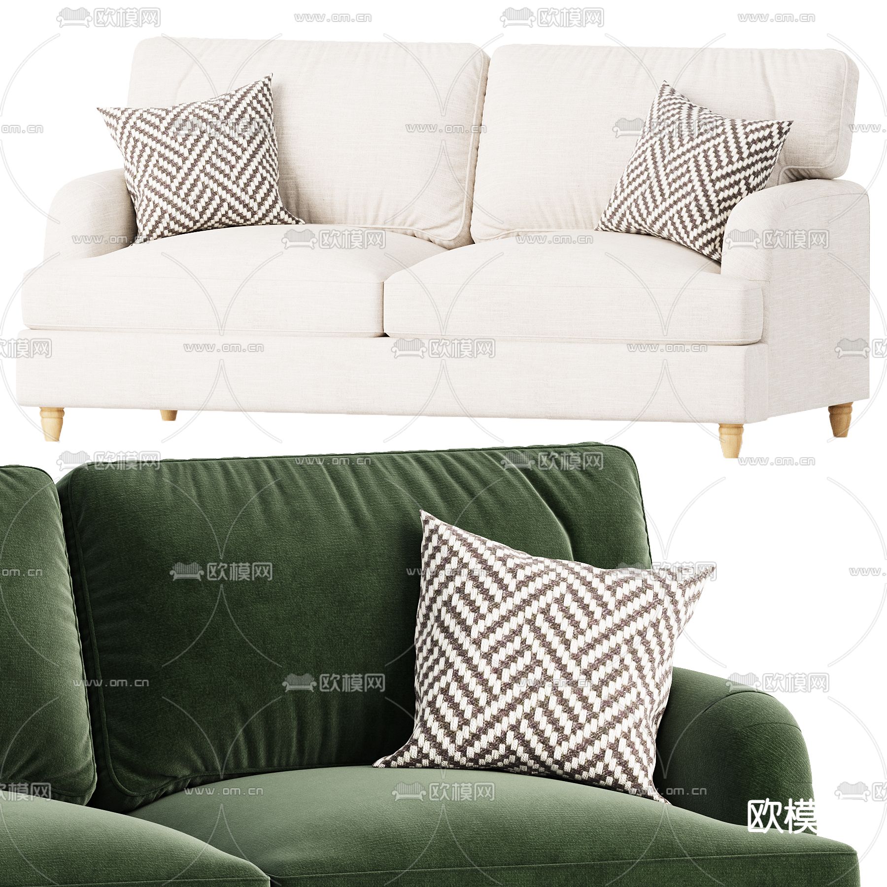 双人沙发 软体沙发3d模型下载（渲染图3）