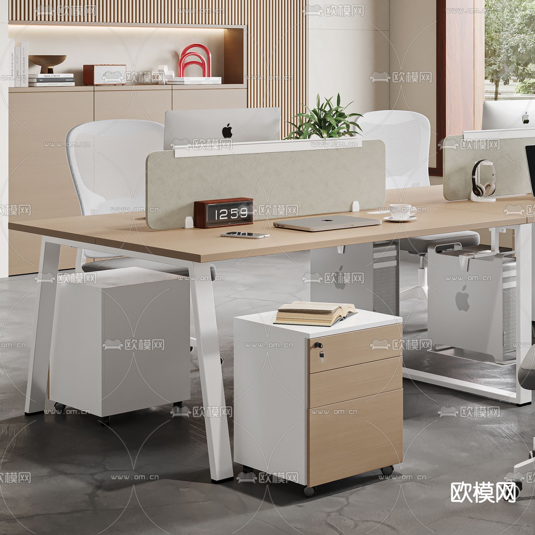 现代办公桌椅su模型下载（渲染图2）