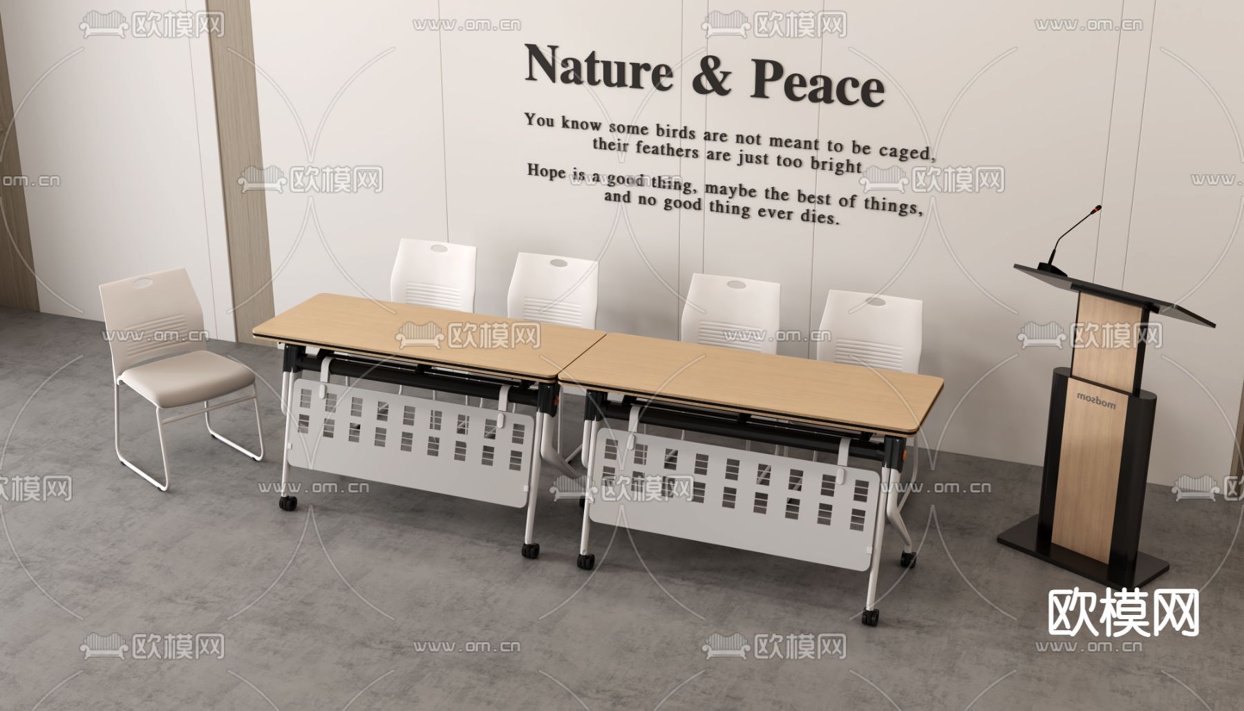 培训桌 演讲台 会议台3d模型下载