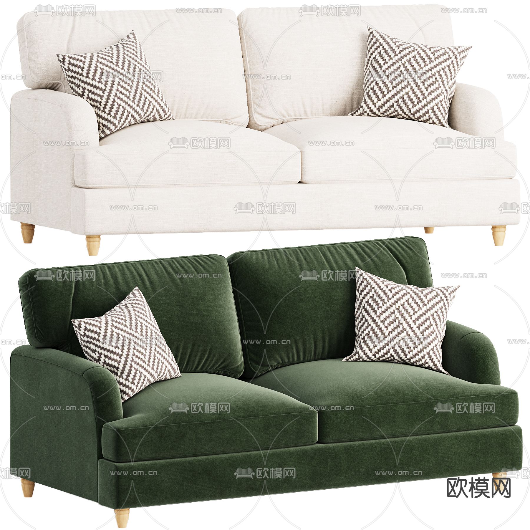 双人沙发 软体沙发3d模型下载（渲染图1）