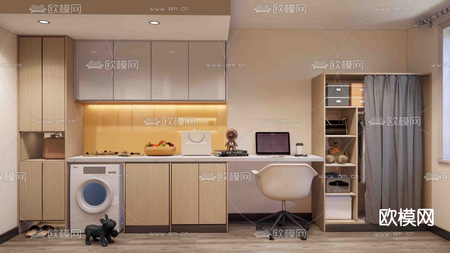 现代酒店公寓房间su模型下载（渲染图2）