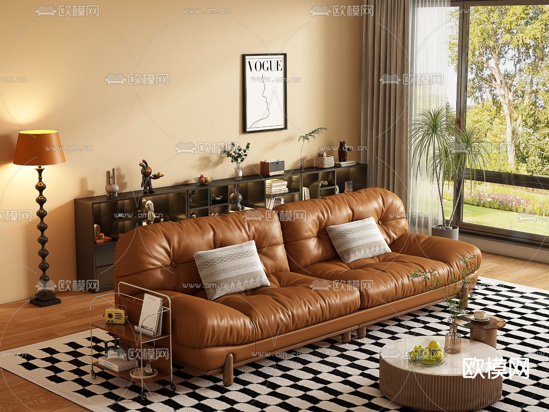 中古风沙发 双人沙发3d模型下载