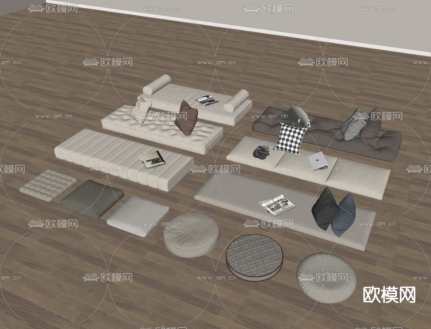 飘窗垫 坐垫su模型下载（渲染图1）