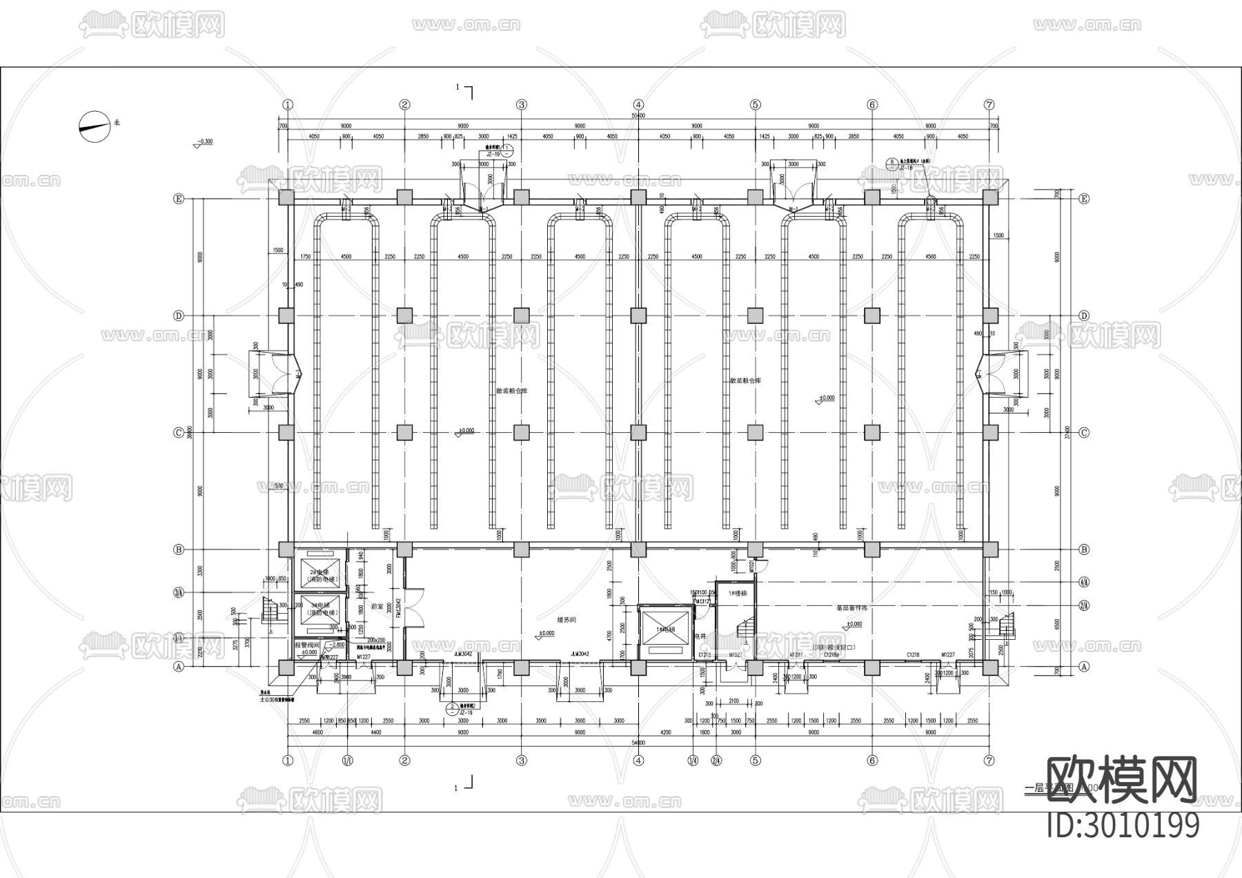 粮油储备加工中心建设工程cad施工图下载（渲染图2）