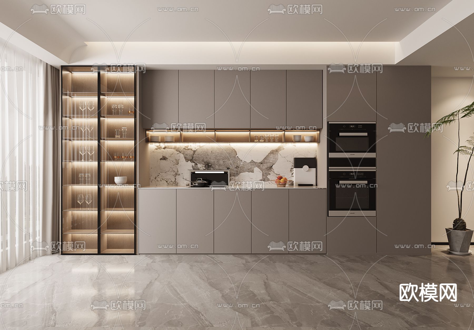 现代酒柜 餐边柜3d模型下载