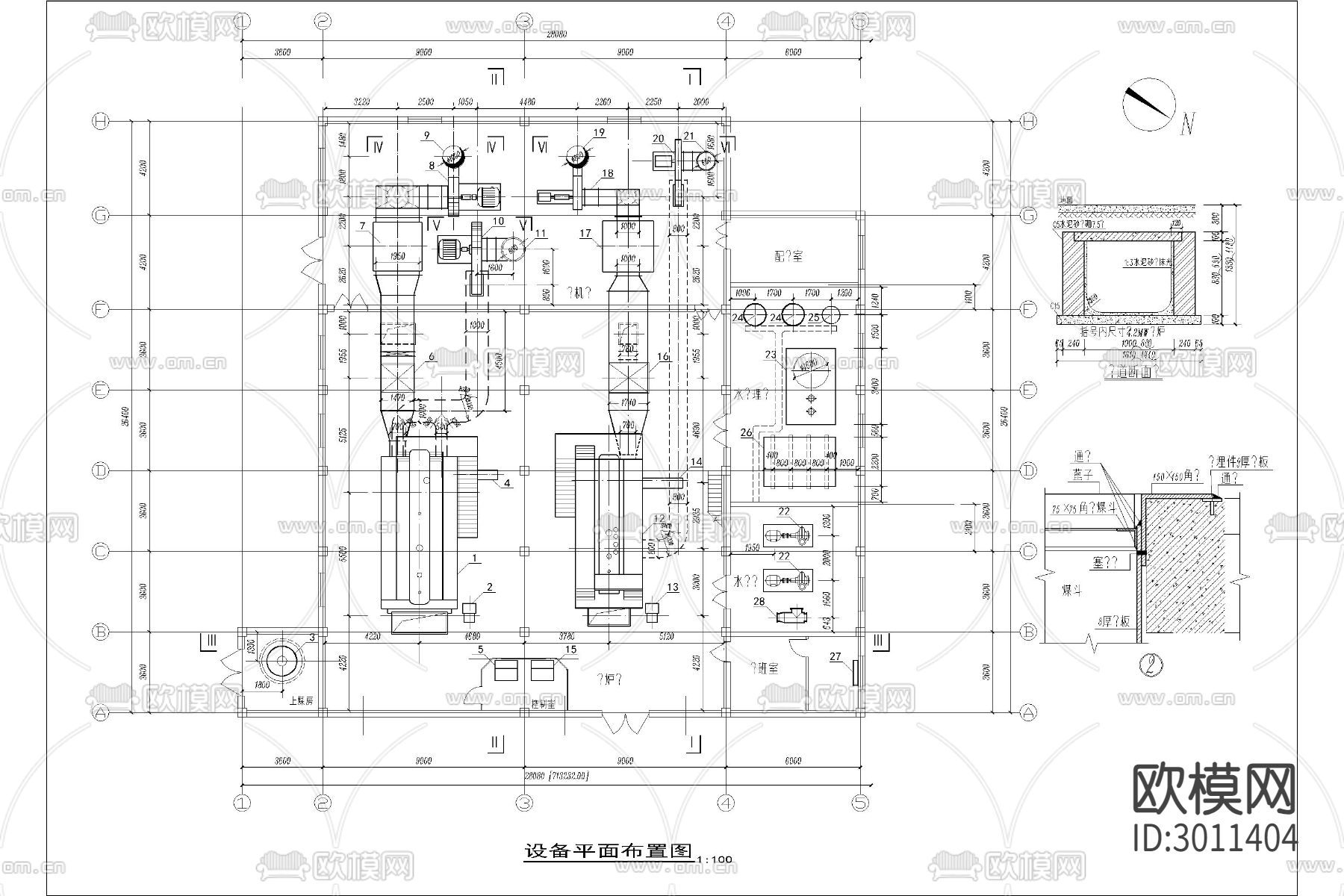 锅炉房cad施工图下载（渲染图8）