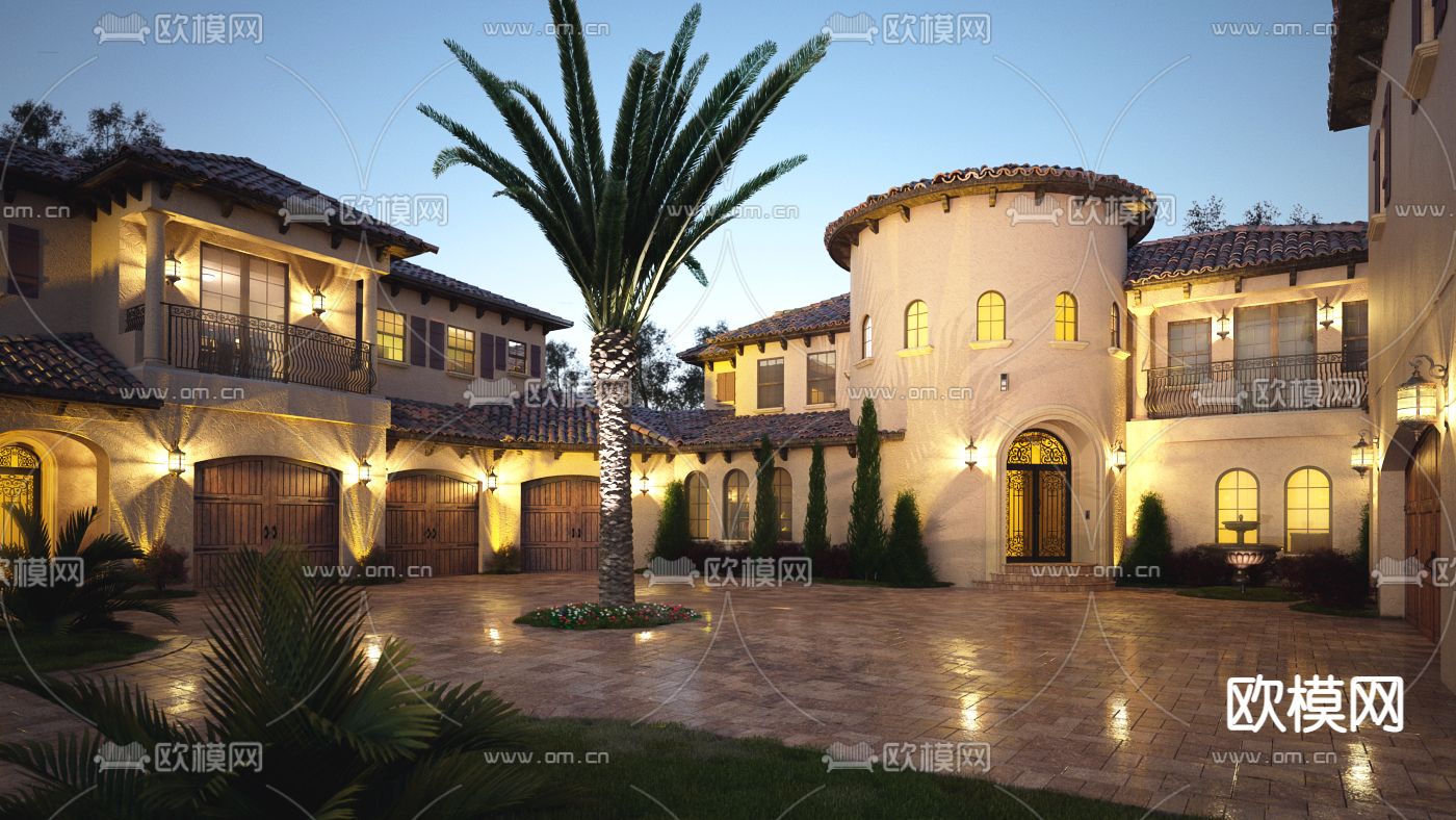 民宿酒店外观3d模型下载