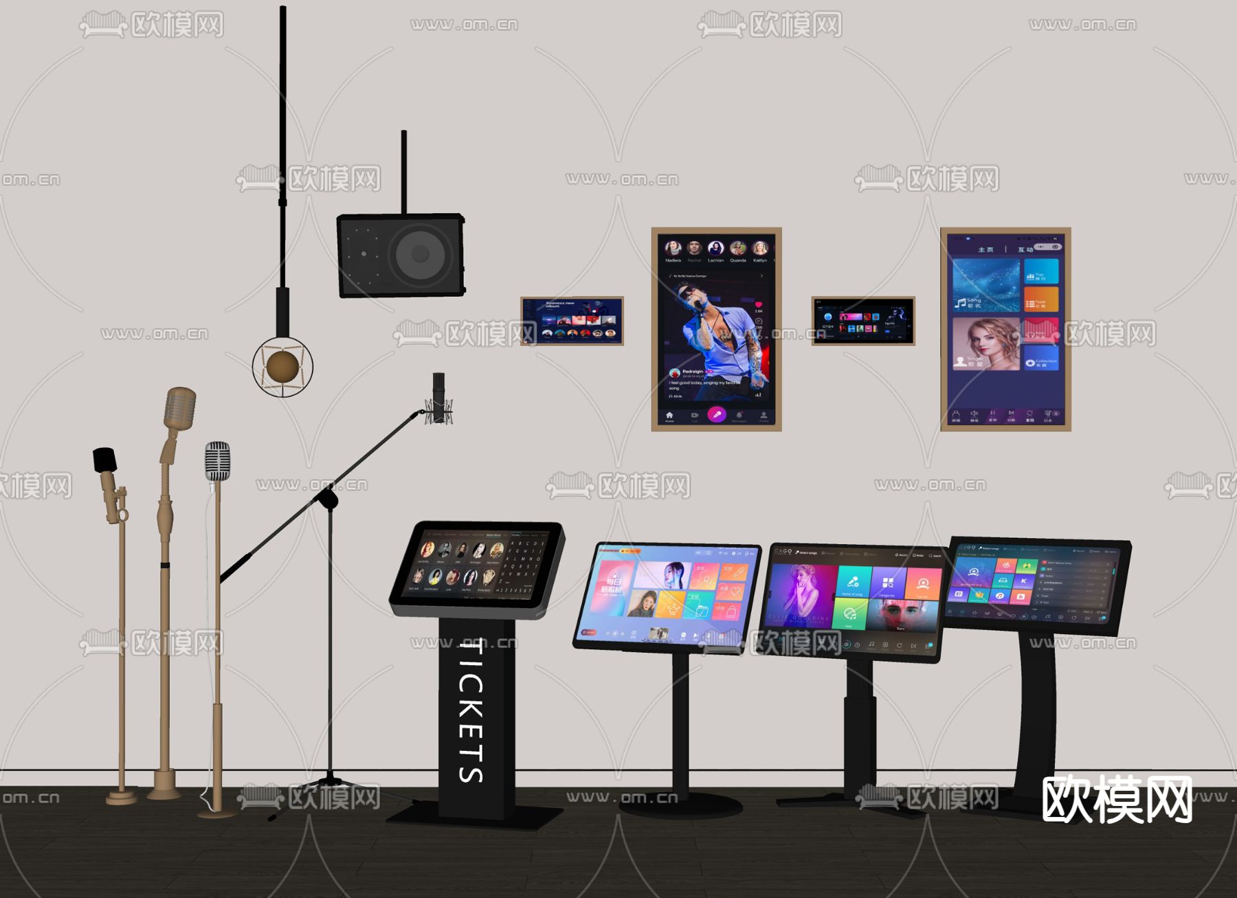 现代点歌机 点歌屏su模型下载（渲染图1）