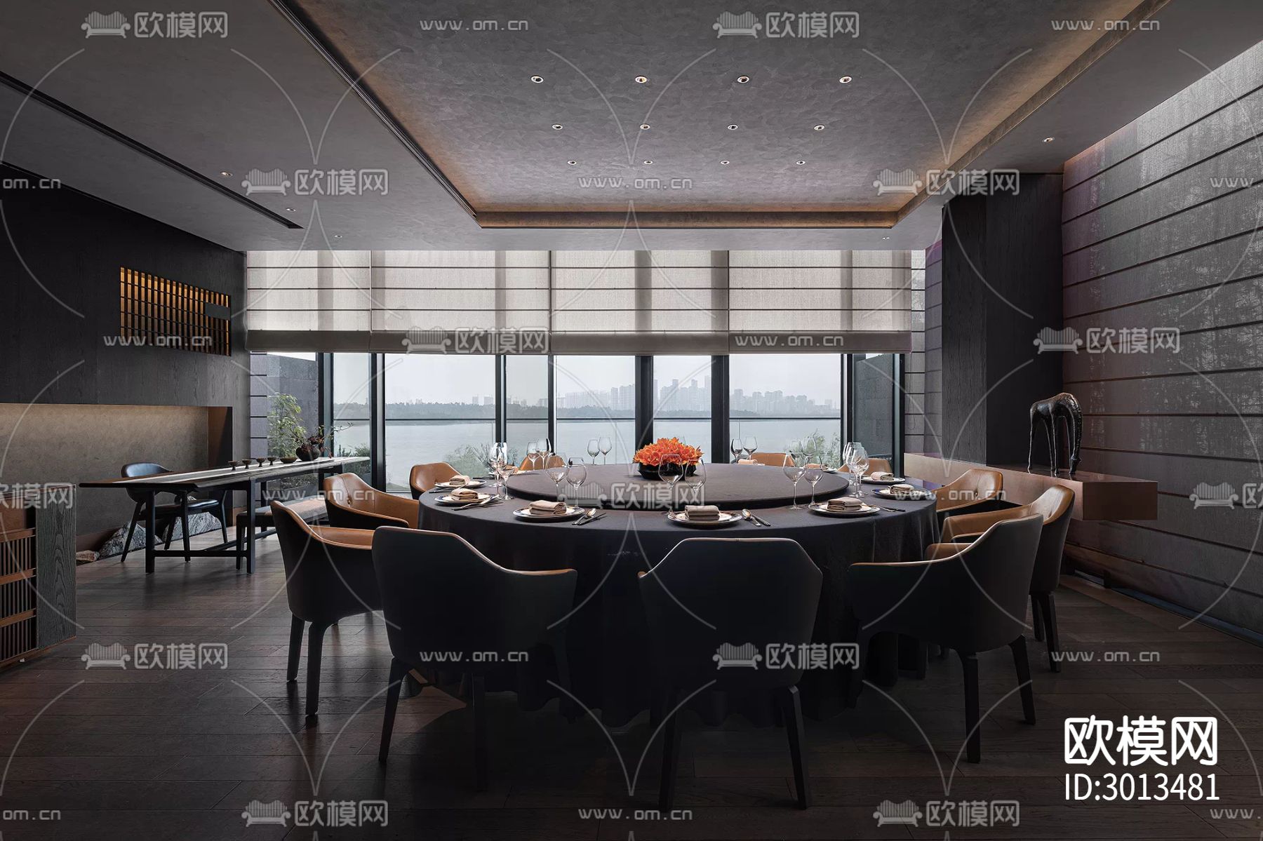 高级灰西餐厅效果图下载（渲染图13）