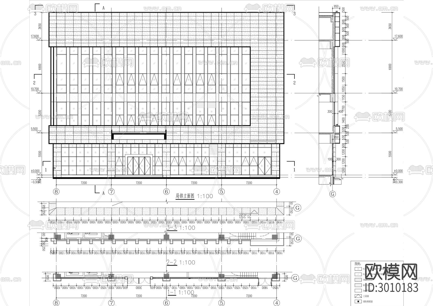 海东院区一期项目幕墙工程cad施工图下载（渲染图8）