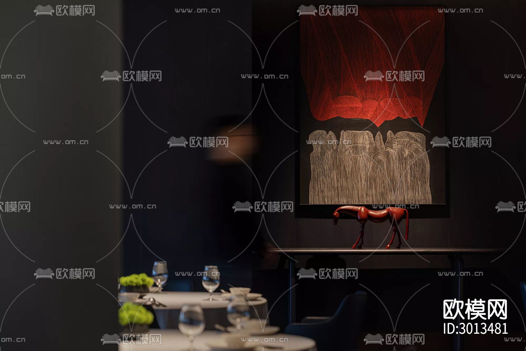 高级灰西餐厅效果图下载（渲染图5）