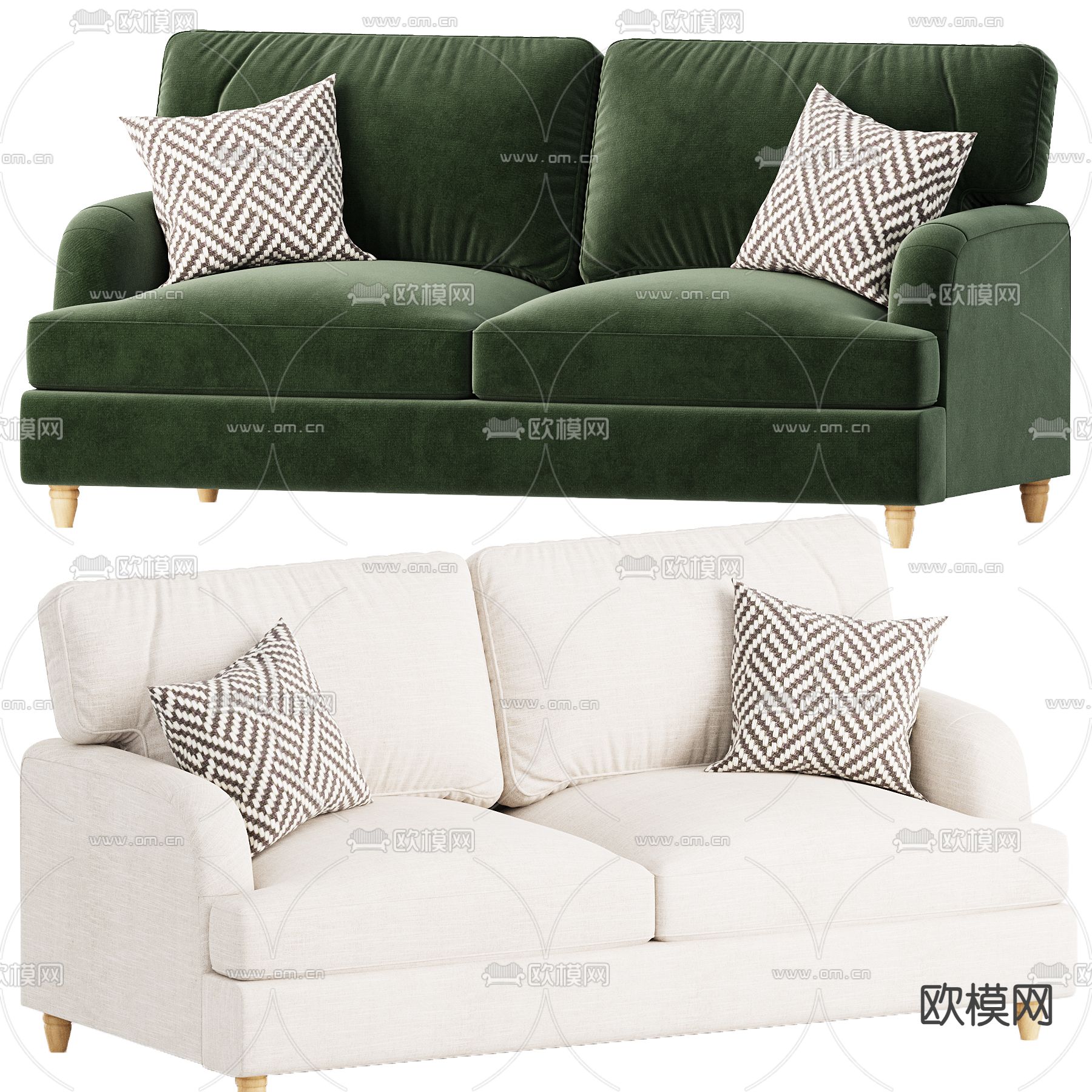双人沙发 软体沙发3d模型下载（渲染图2）