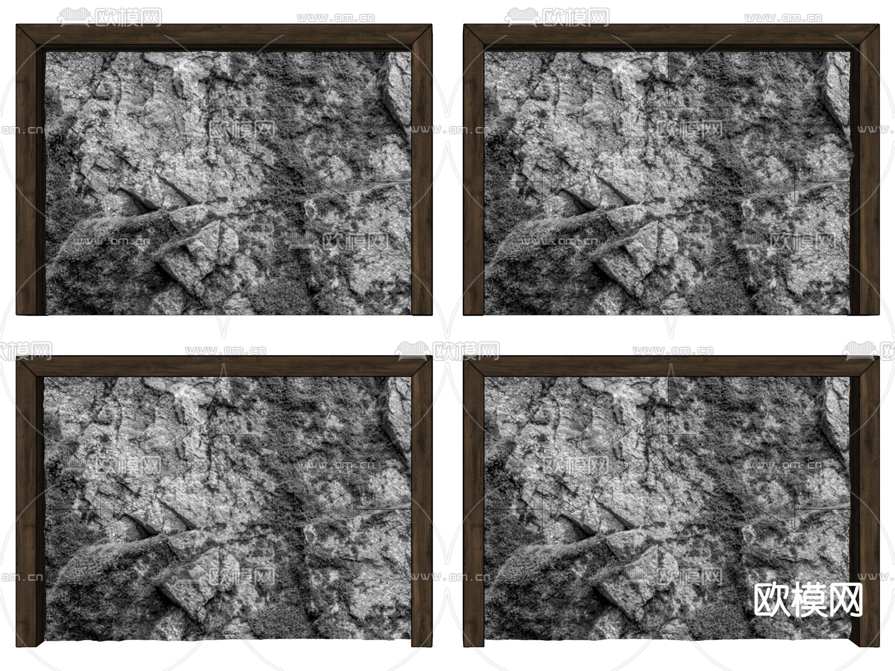 现代毛石墙面su模型下载（渲染图1）