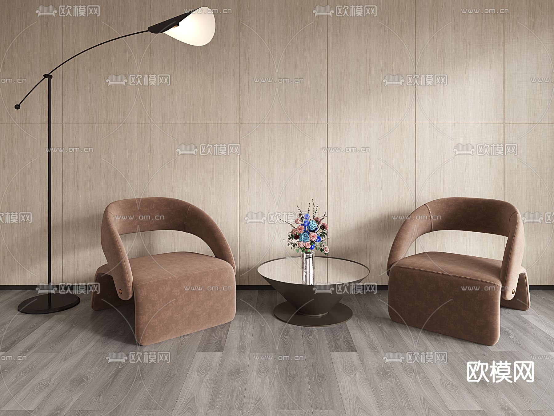 现代休闲沙发su模型下载（渲染图2）