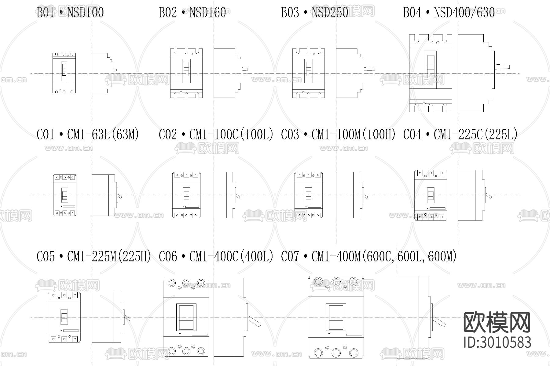 电路 电气安装工程cad图库下载（渲染图7）