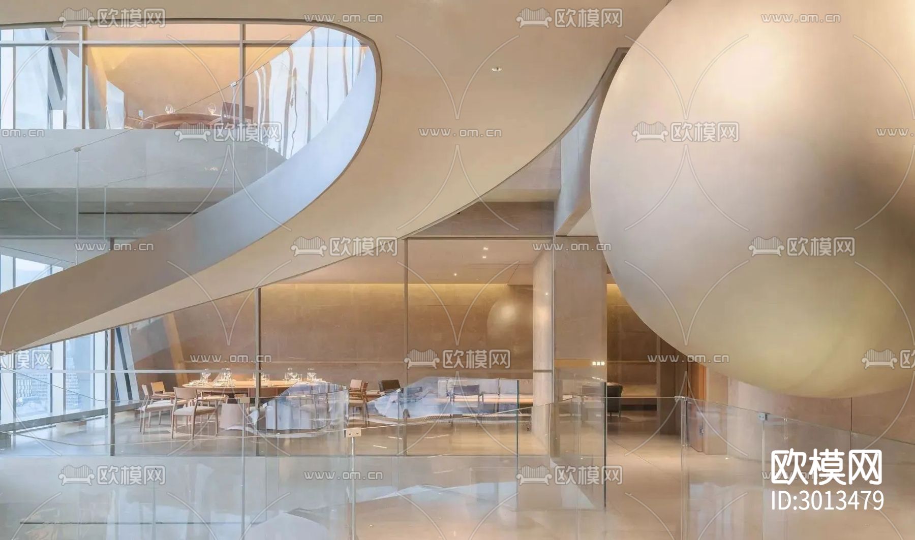 现代西餐厅效果图下载（渲染图7）