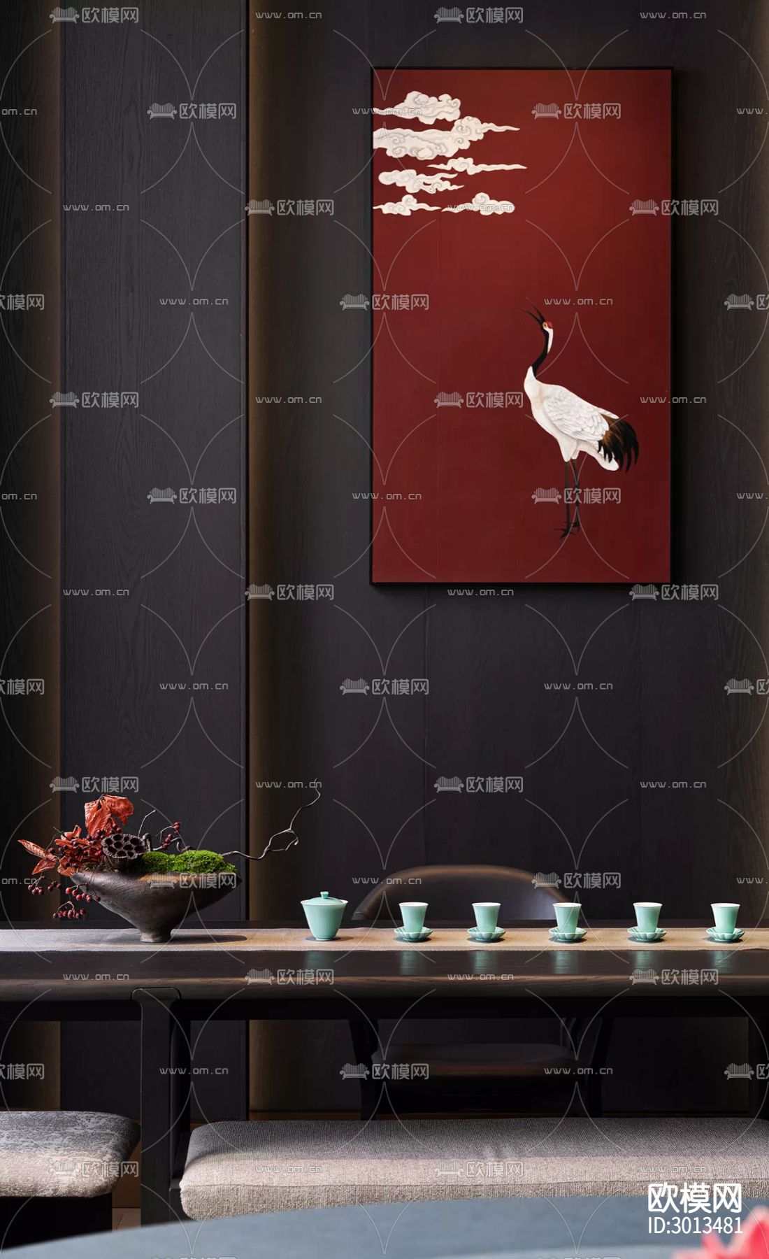 高级灰西餐厅效果图下载（渲染图1）