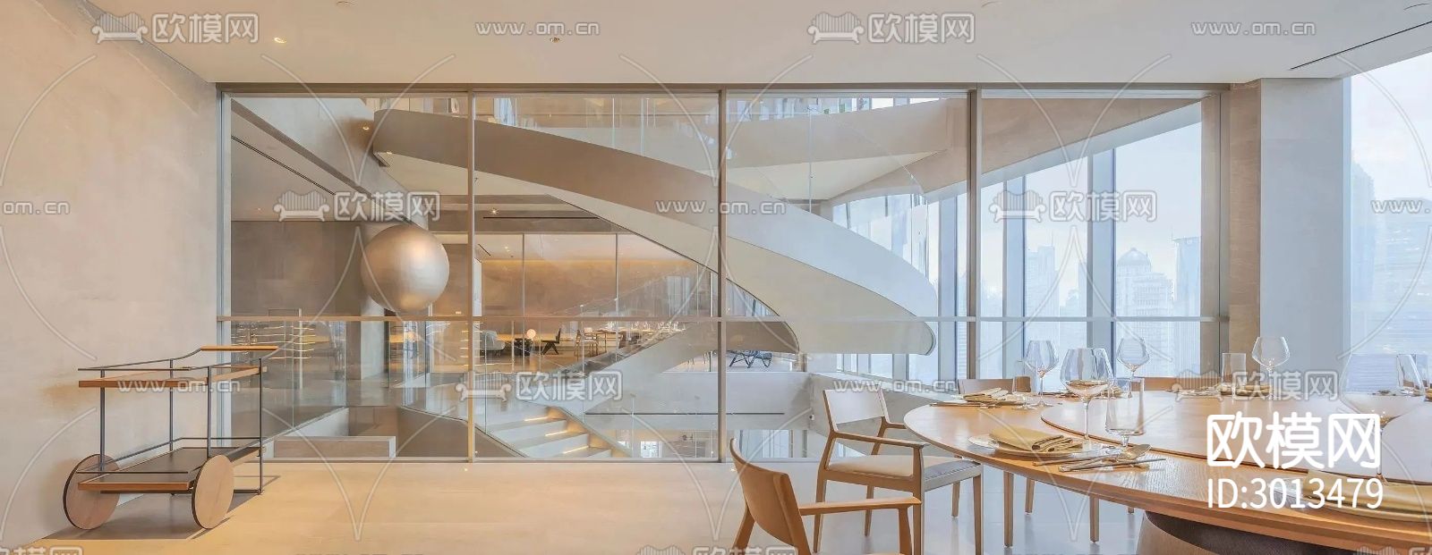 现代西餐厅效果图下载（渲染图1）