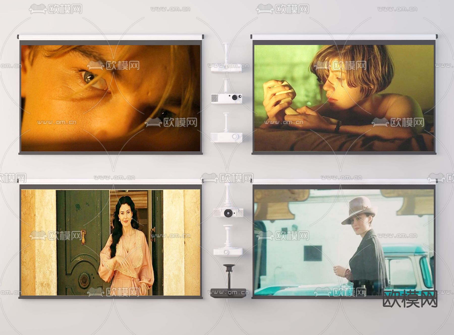 现代投影仪 投影布 幕布su模型下载（渲染图2）