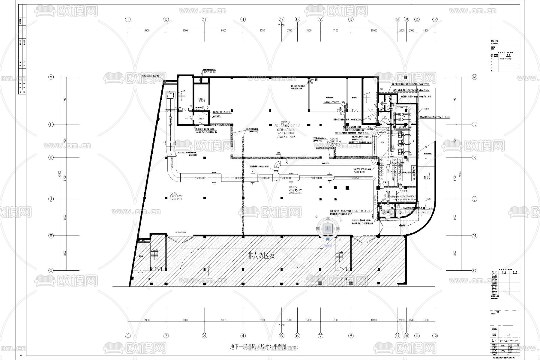 地下室 人防 工程 给排水 电气 通风 消防 防爆 地漏cad施工图下载（渲染图8）
