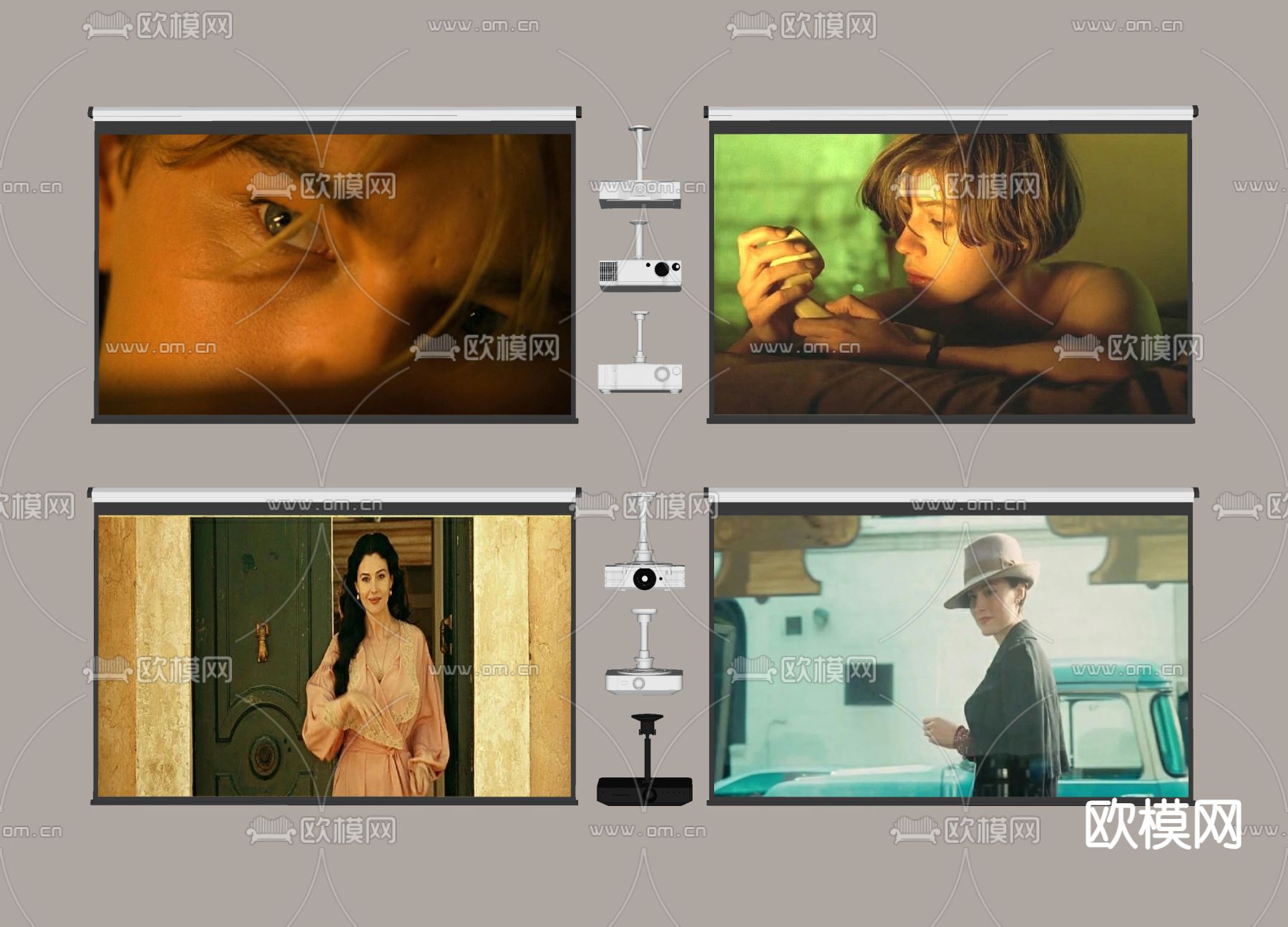 现代投影仪 投影布 幕布su模型下载（渲染图1）