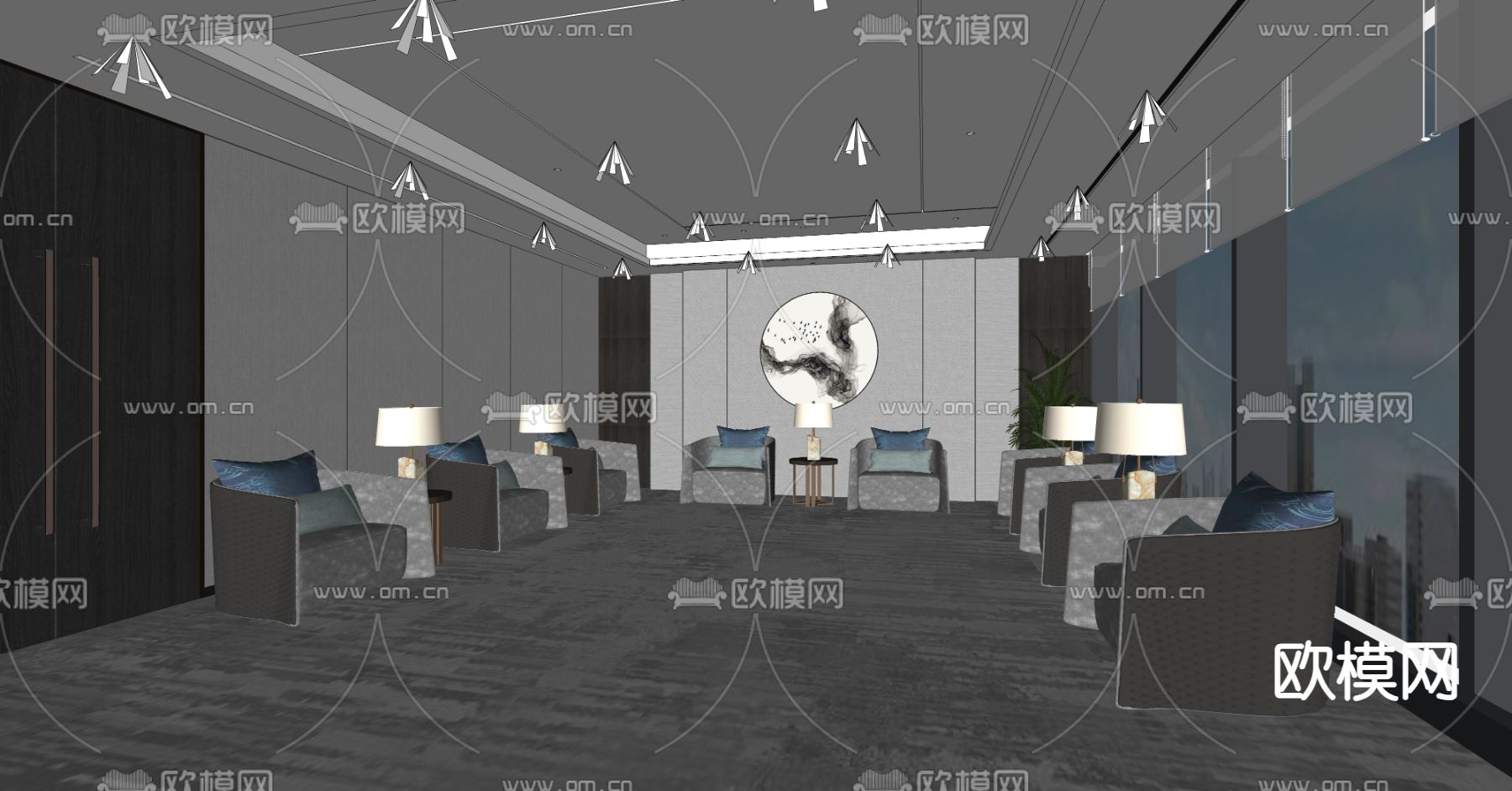 现代贵宾接待室 会客厅su模型下载（渲染图1）