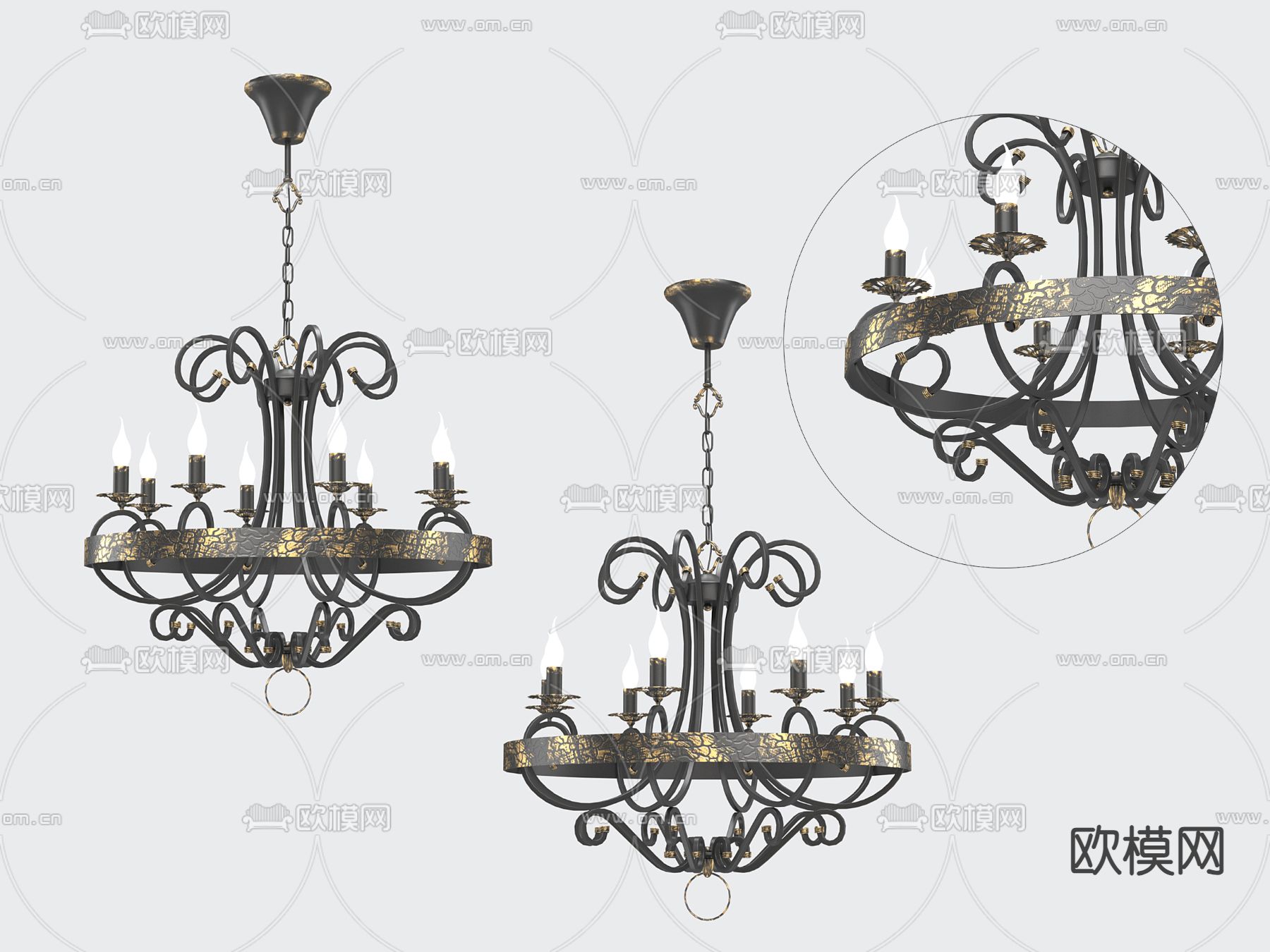 北欧吊灯 法式吊灯3d模型下载