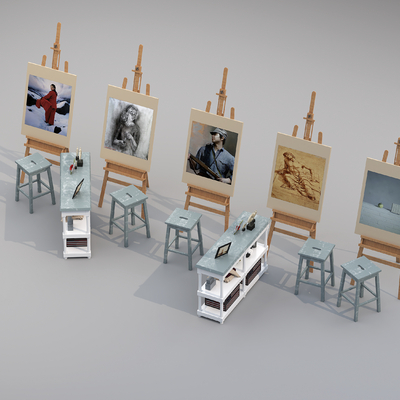  画板 画架su模型 