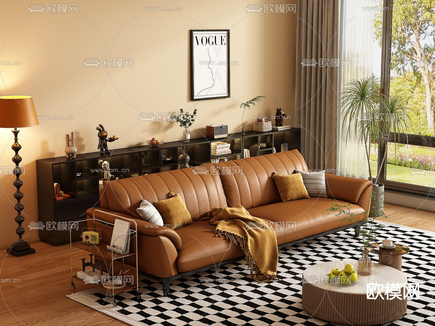 中古风沙发 双人沙发3d模型下载