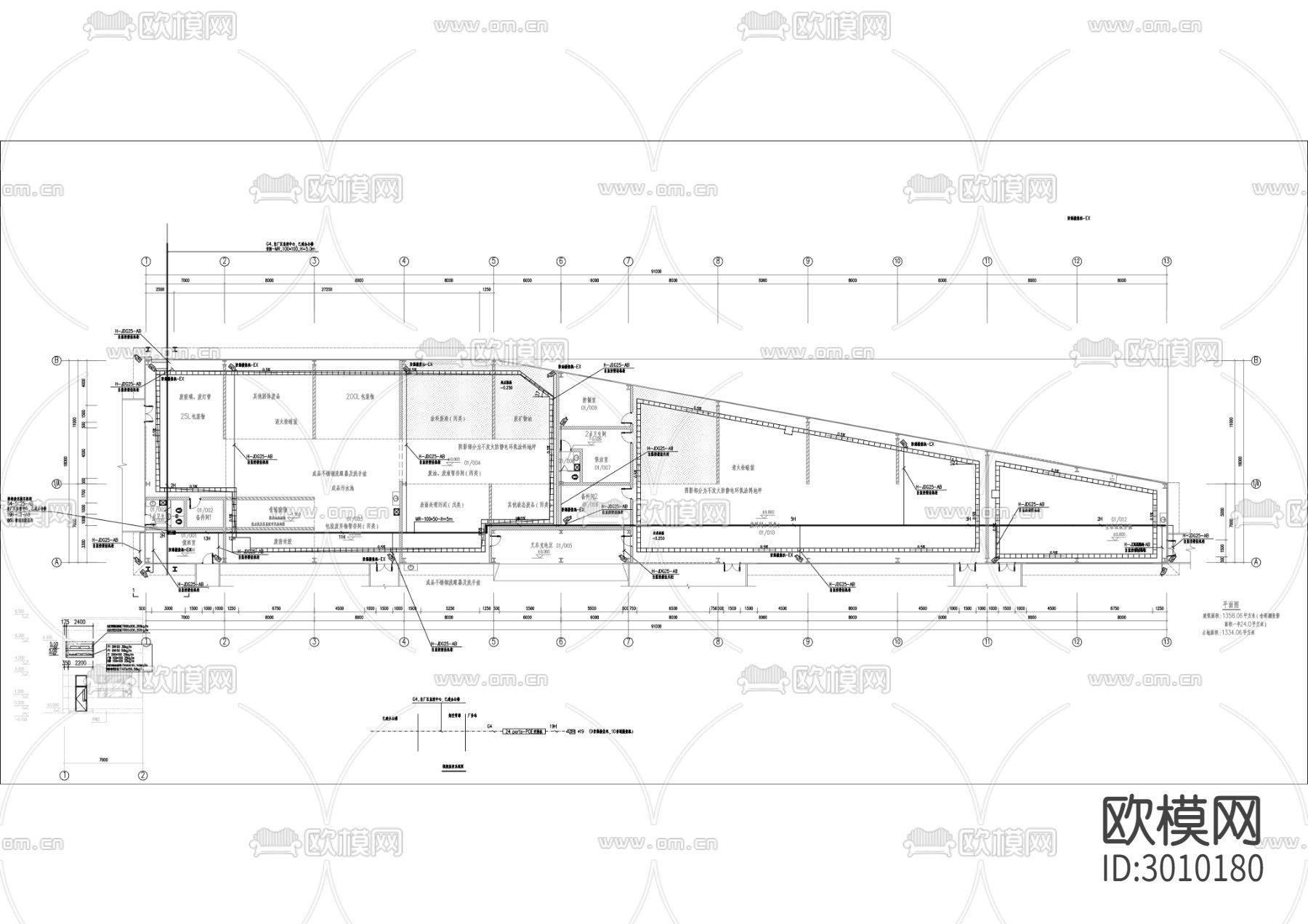 广汽本田开发区工厂能扩新建厂务站cad施工图下载（渲染图6）