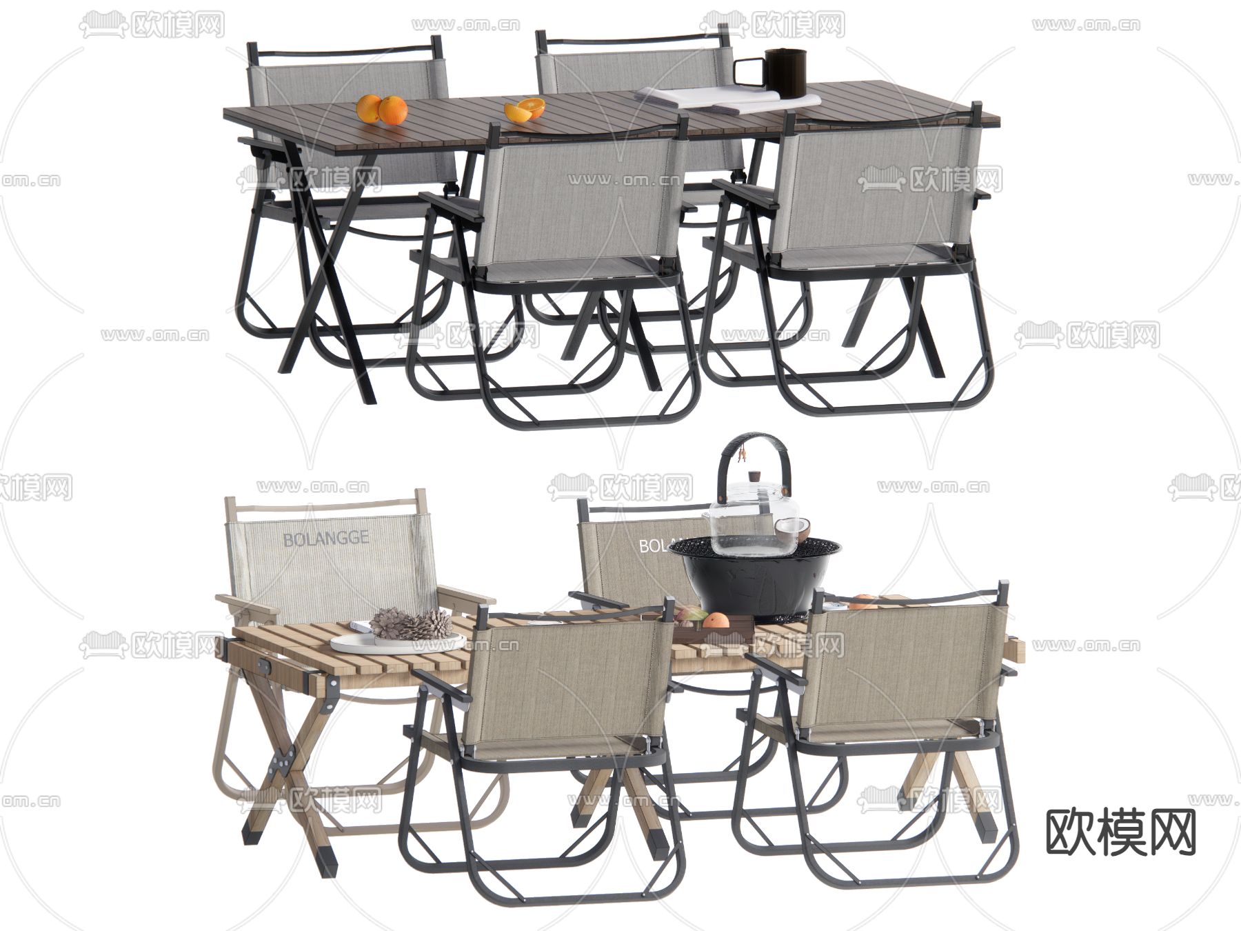 户外桌椅 露营椅 折叠椅su模型下载（渲染图2）