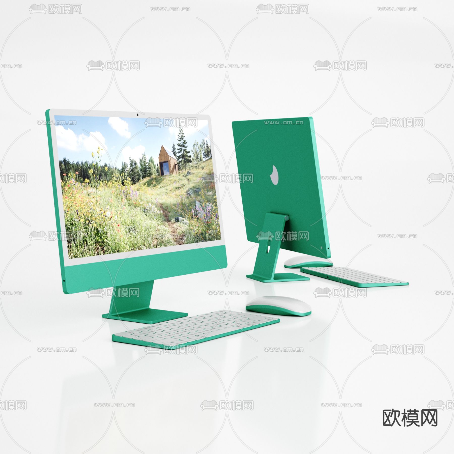 台式电脑 键盘 鼠标3d模型下载