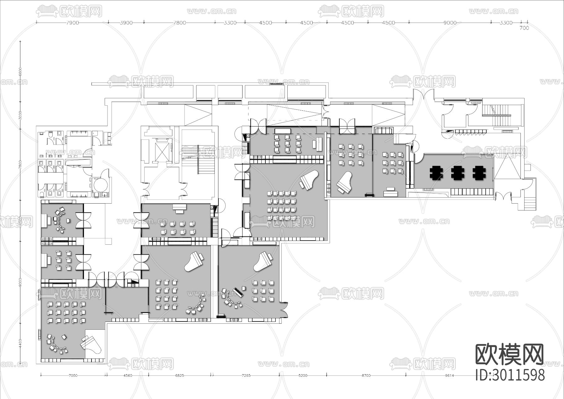 1000㎡音乐教室cad平面图下载