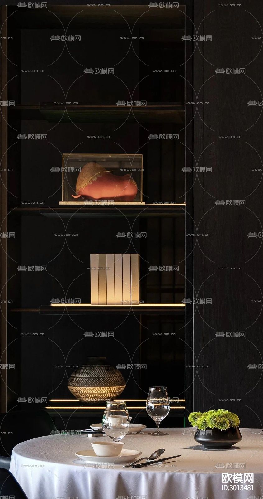 高级灰西餐厅效果图下载（渲染图6）
