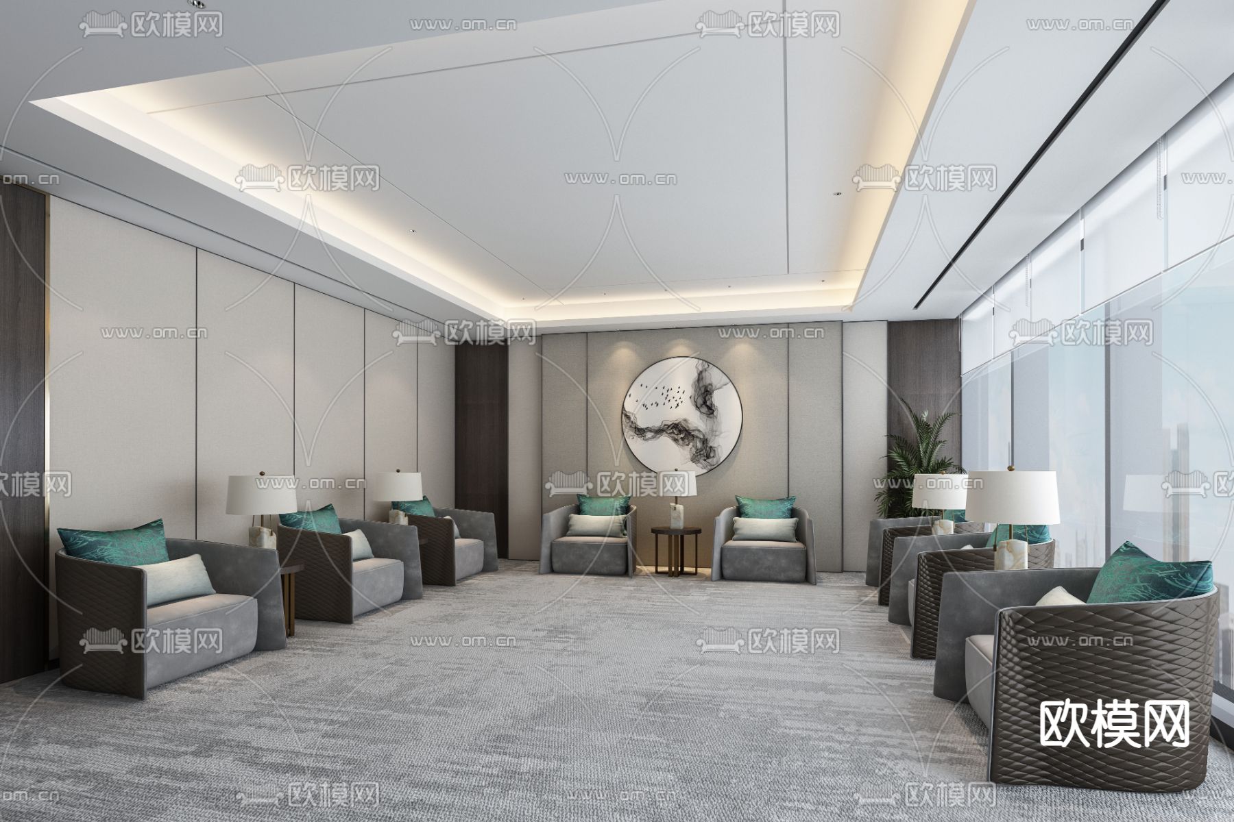 现代贵宾接待室 会客厅su模型下载（渲染图2）