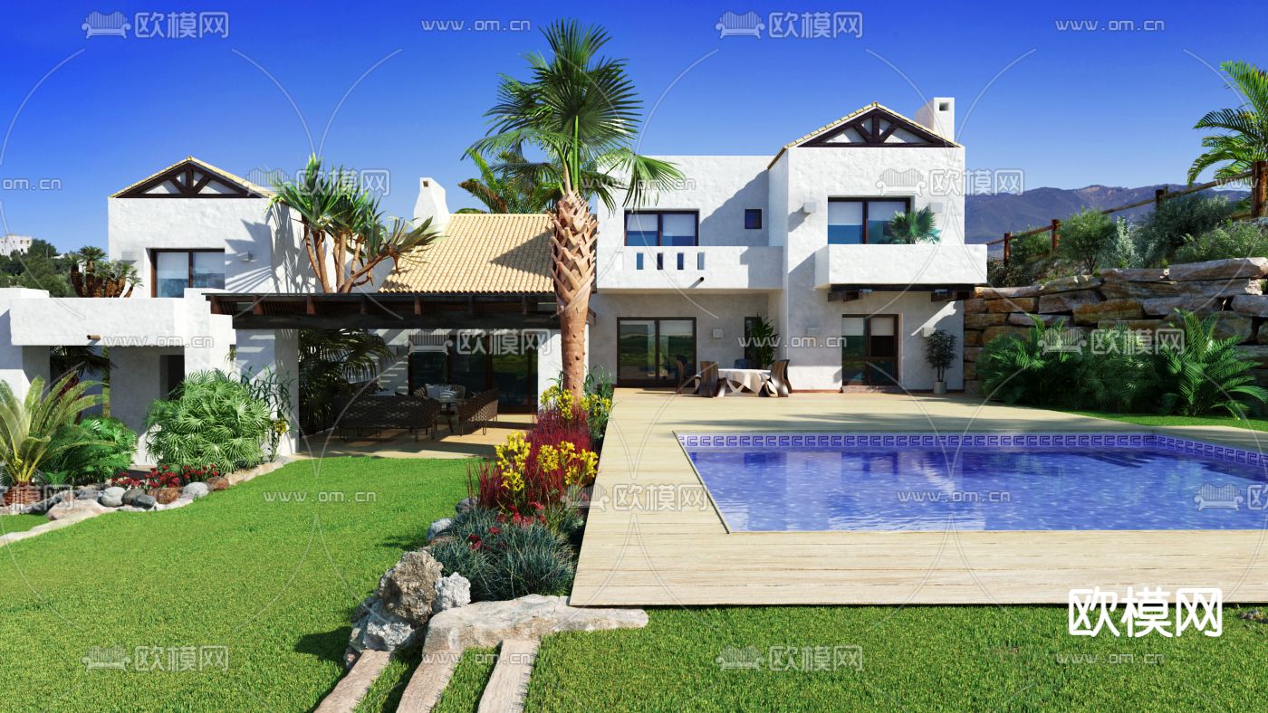 别墅外观3d模型下载