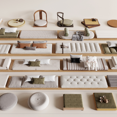  现代坐垫 飘窗坐垫 抱枕su模型 