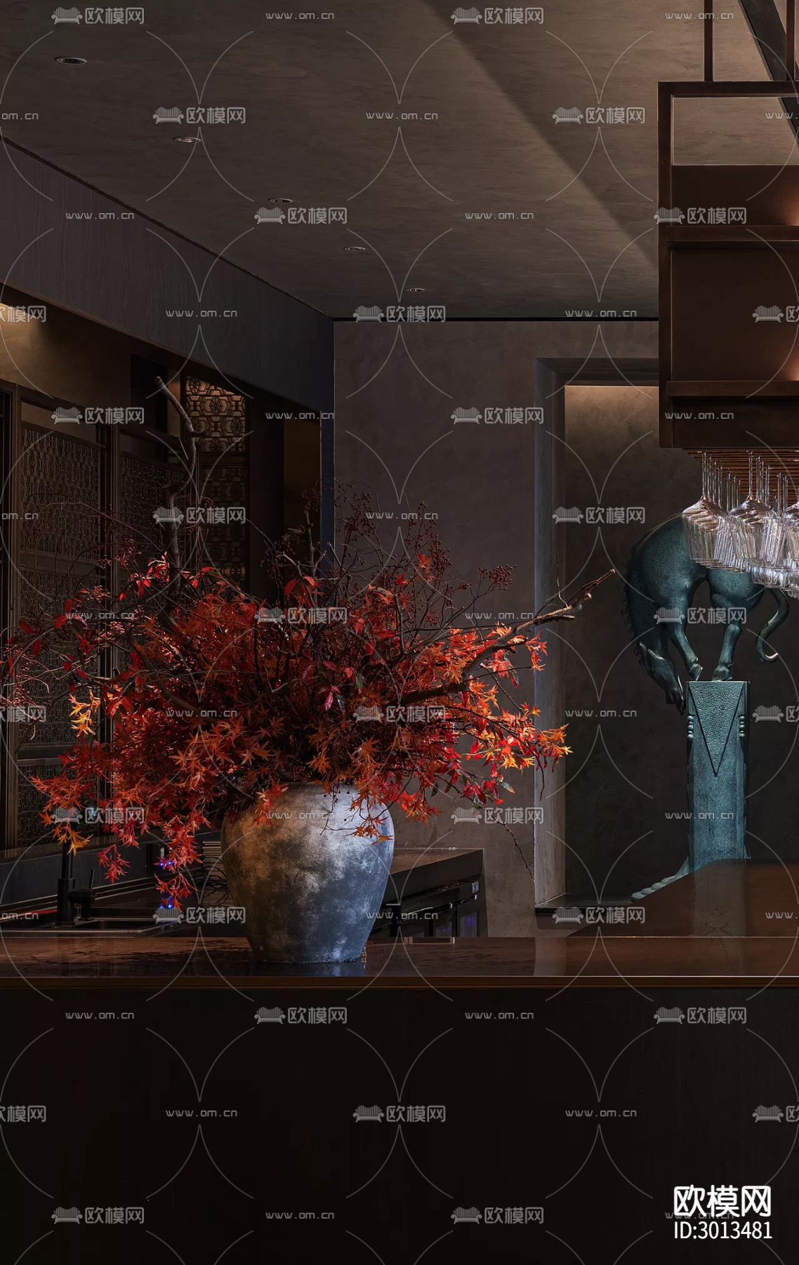 高级灰西餐厅效果图下载（渲染图14）