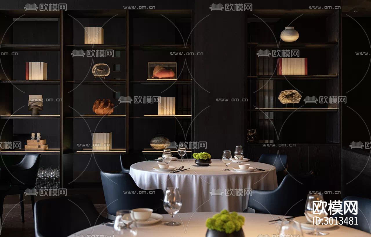 高级灰西餐厅效果图下载（渲染图11）