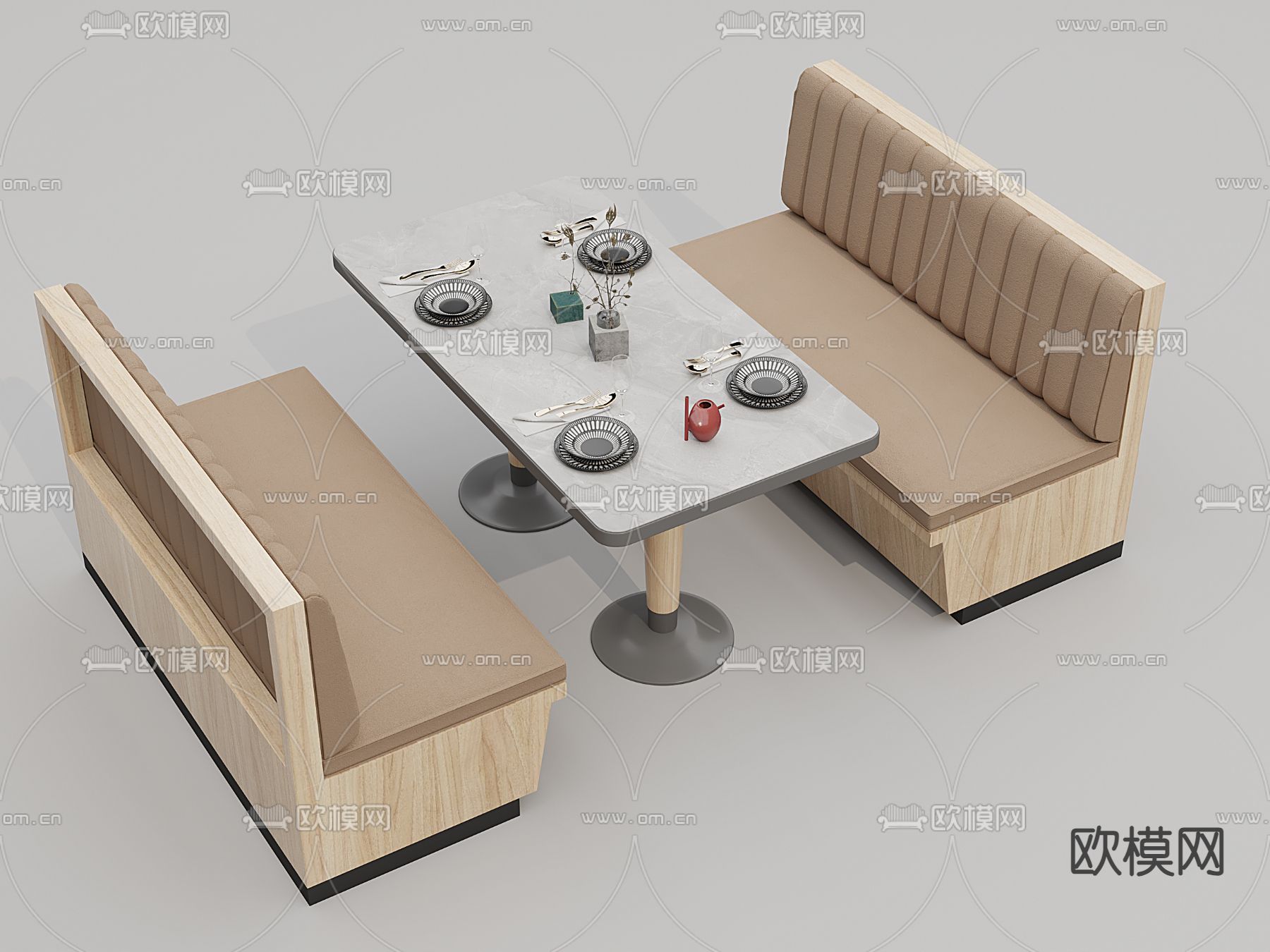 现代餐桌椅 卡座餐桌3d模型下载