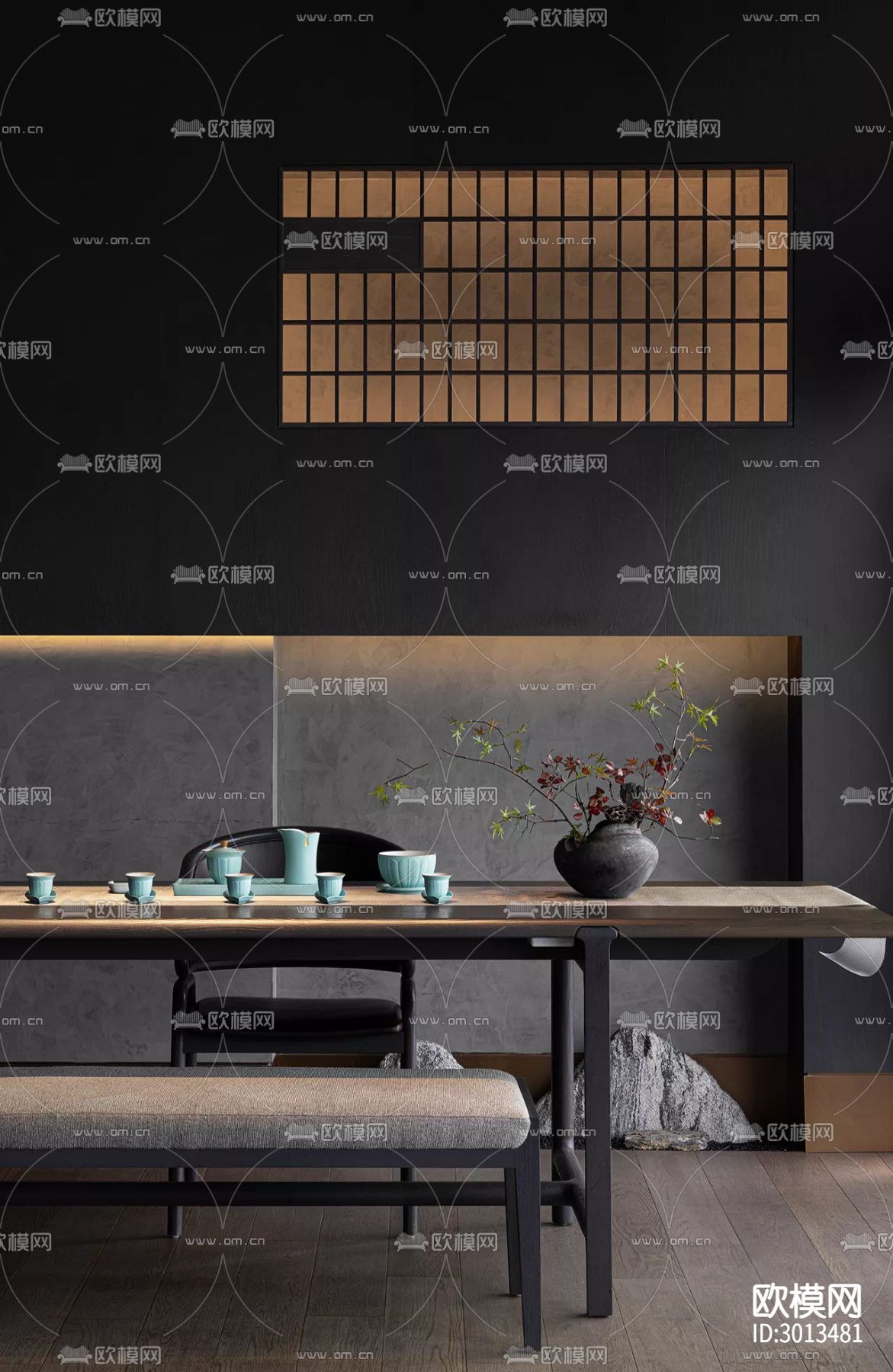 高级灰西餐厅效果图下载（渲染图15）