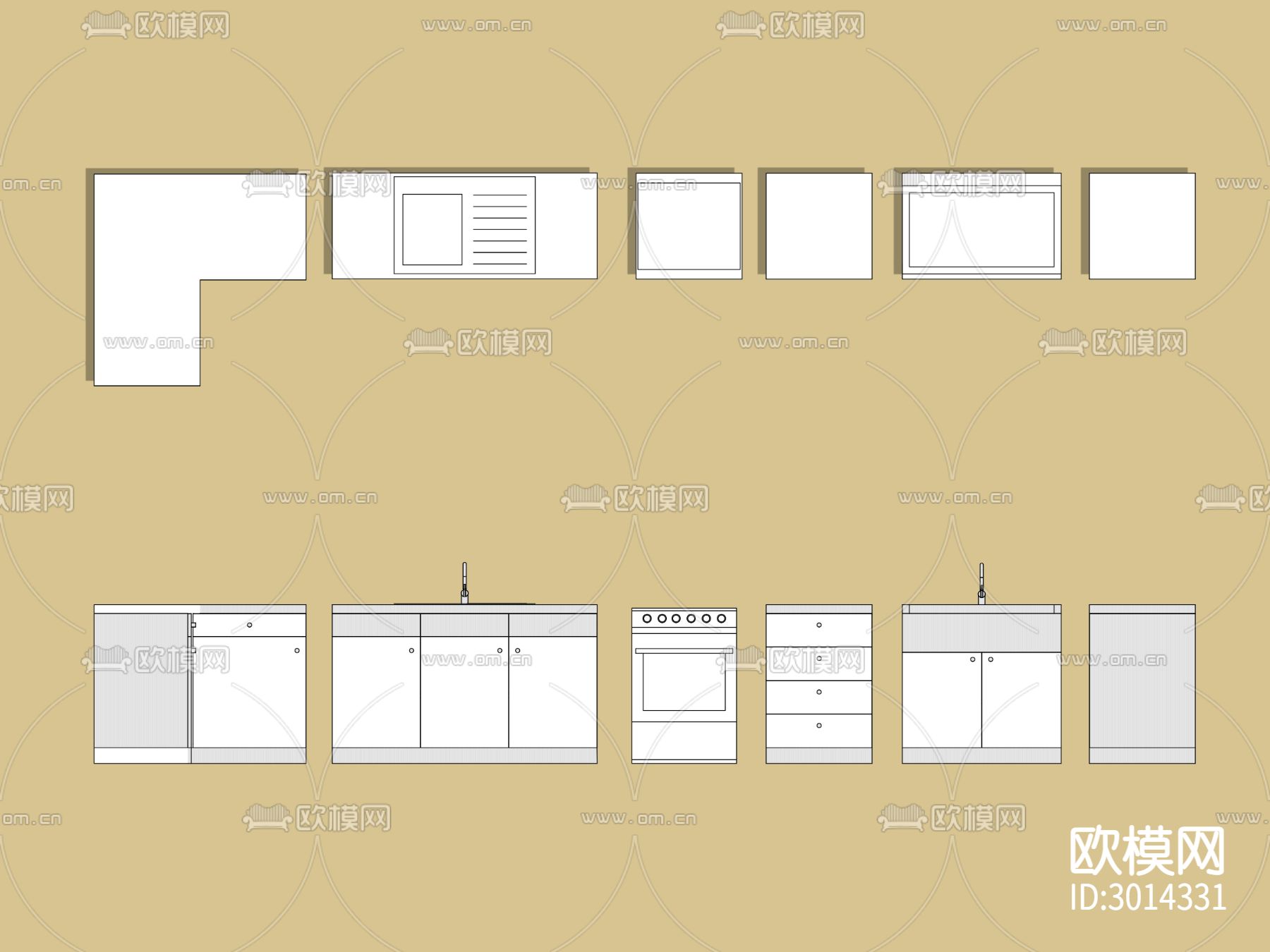 橱柜cad图库下载（渲染图1）