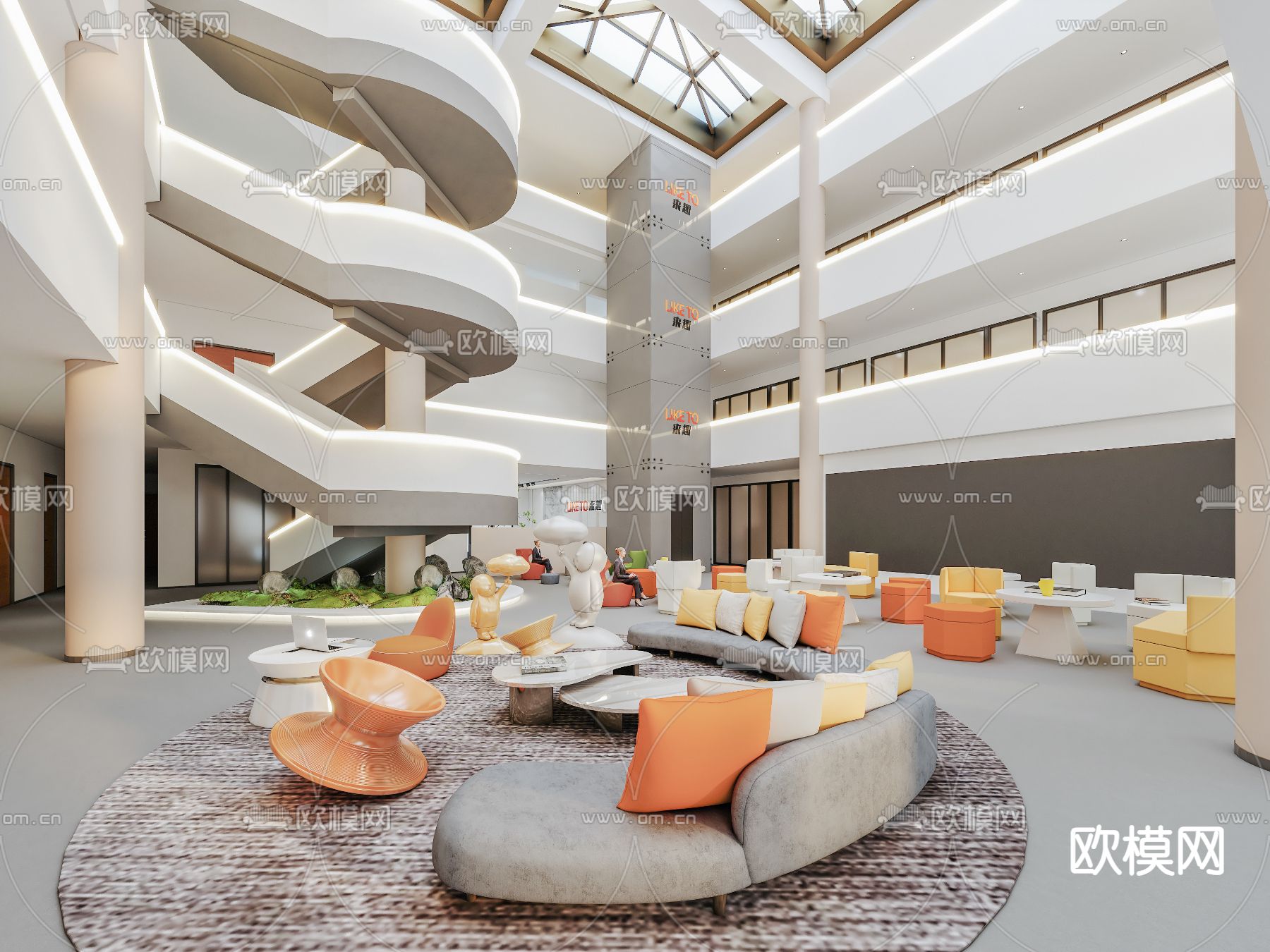 公司大堂 写字楼3d模型下载