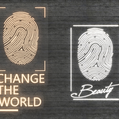  指纹发光灯 创意霓虹灯su模型 