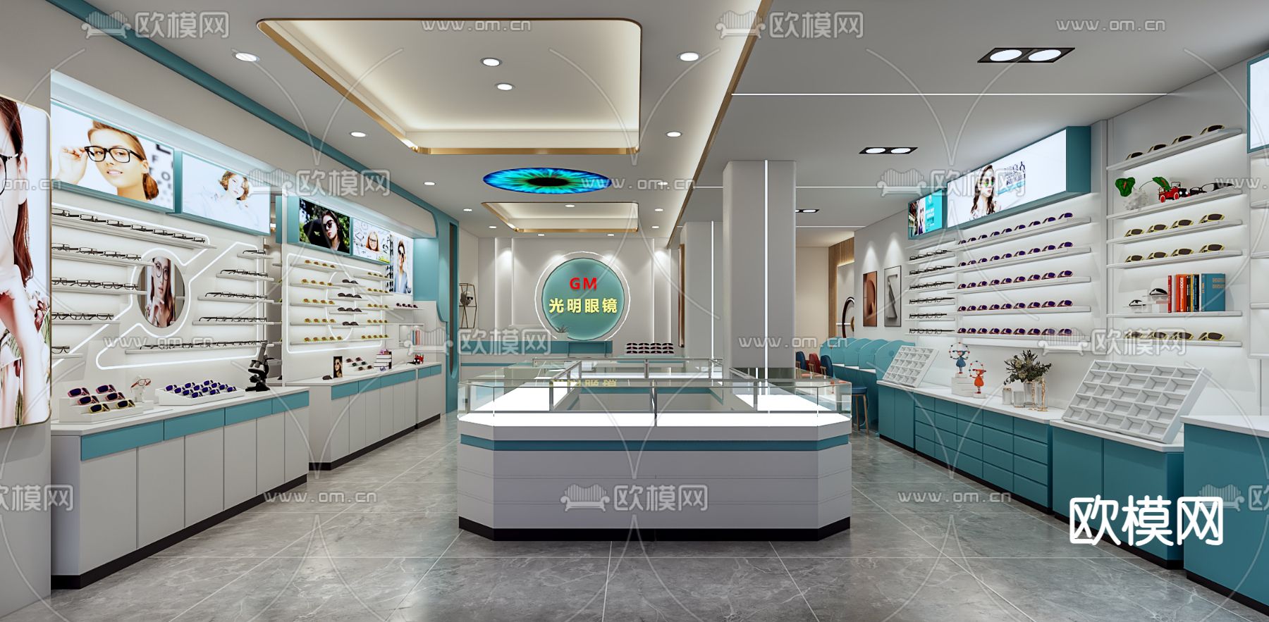 现代眼镜店3d模型下载（渲染图1）