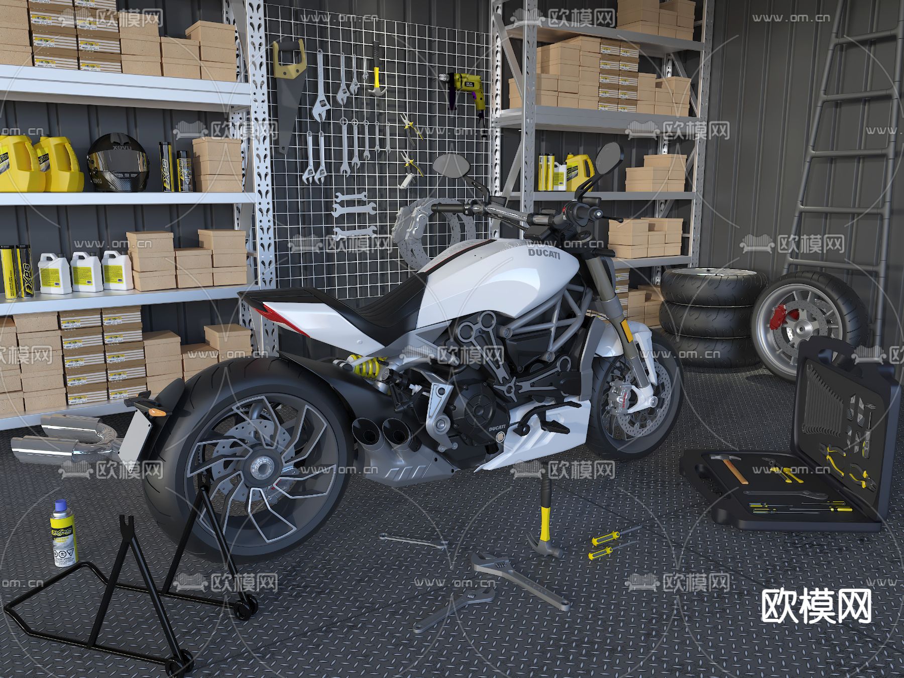 现代摩托车3d模型下载